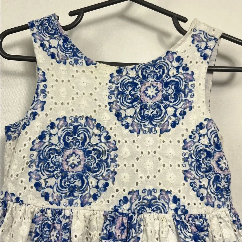 Janie and Jack White and blue floral eyelet dress size 2T